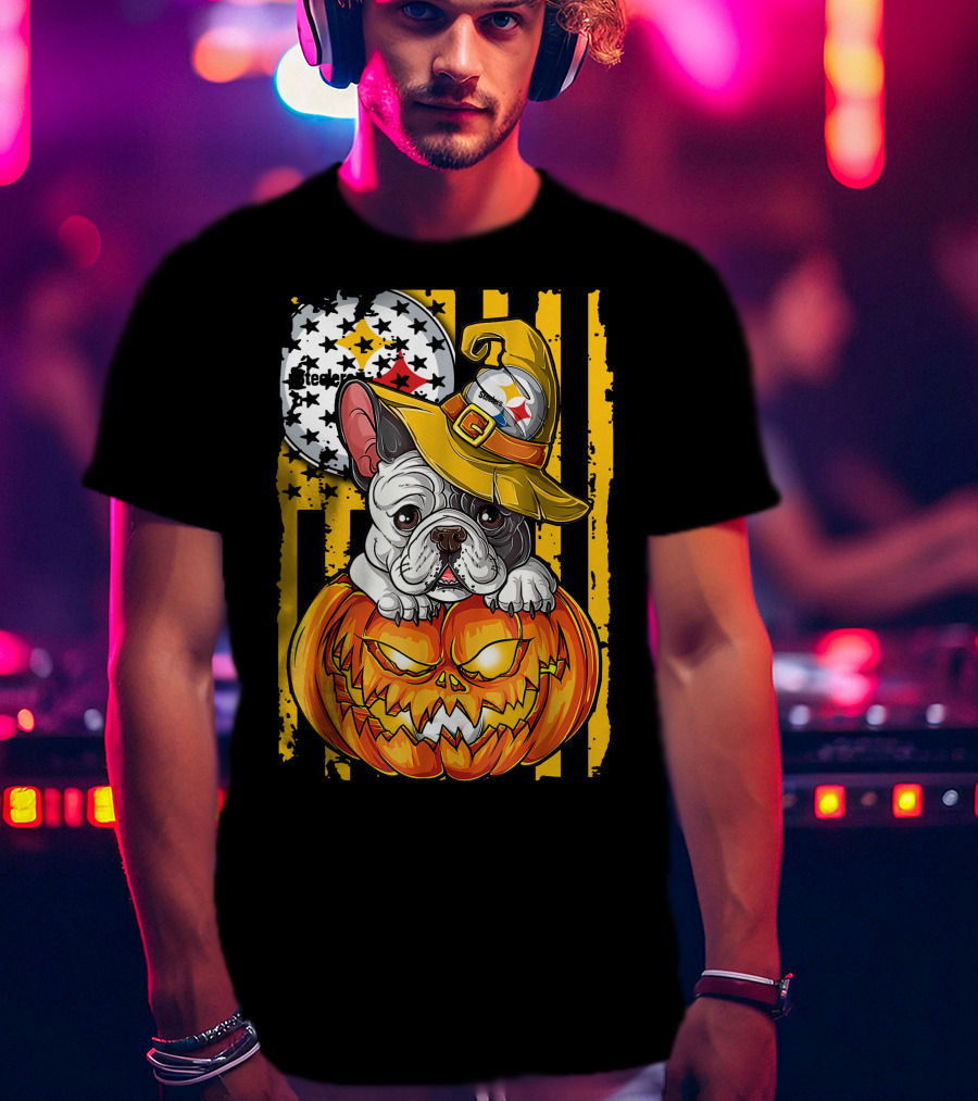 Steelers Bulldog Halloween Pumpkin Pittsburgh T-Shirt