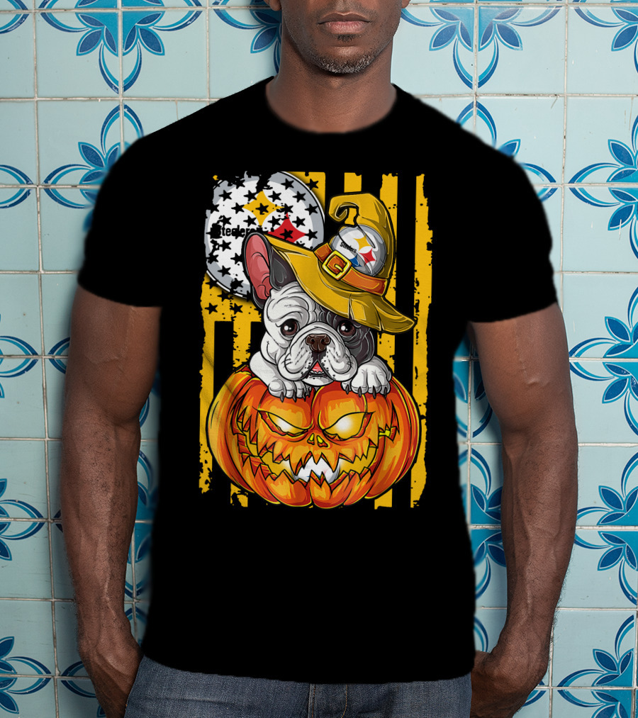 Steelers Bulldog Halloween Pumpkin Pittsburgh T-Shirt
