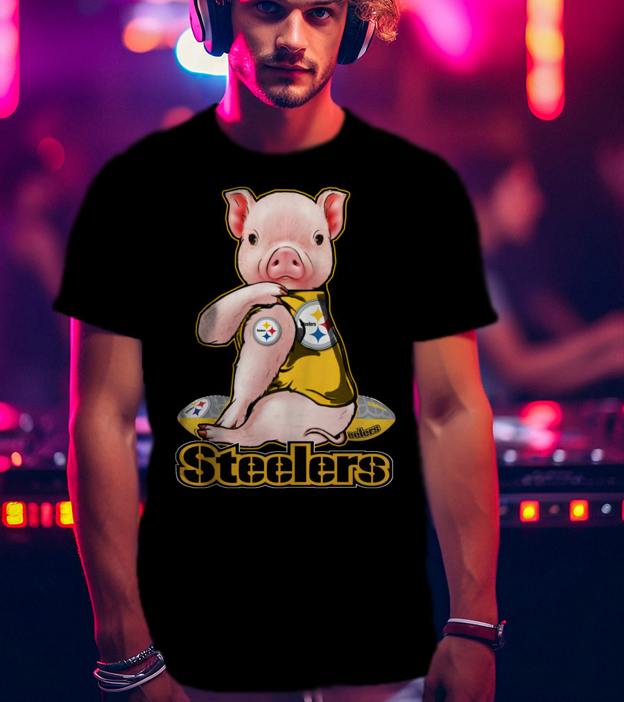 Steelers Pig With Football T-Shirt