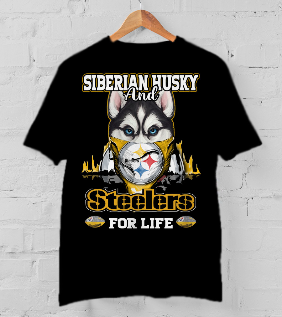 Siberian Husky And Steelers For Life T-Shirt