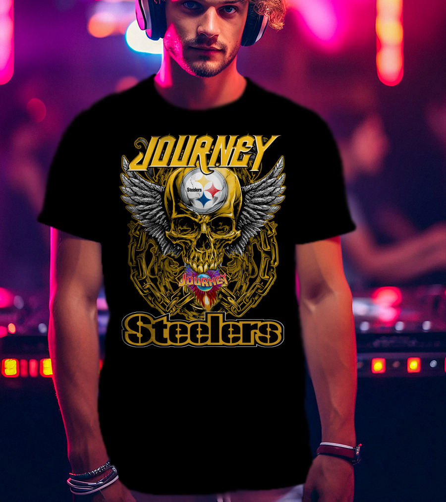 Journey Steelers Skull Wings Chain T-Shirt
