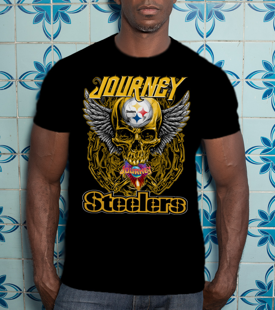 Journey Steelers Skull Wings Chain T-Shirt