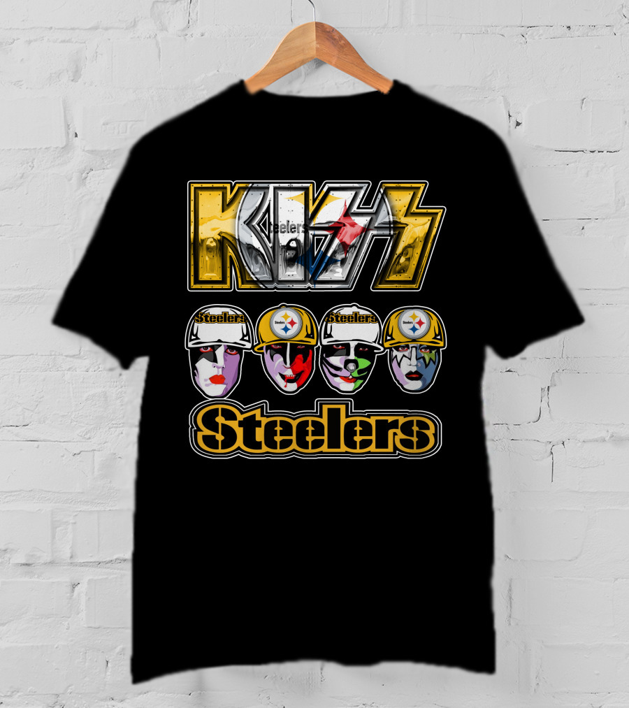 Kiss Steelers Pittsburgh Faces In Helmets T-Shirt