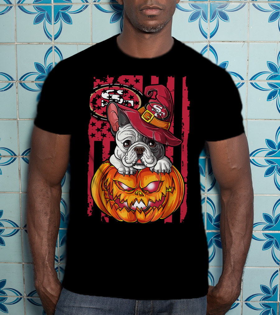 Hlw Bulldog San Francisco 49ers Halloween Pumpkin T-Shirt