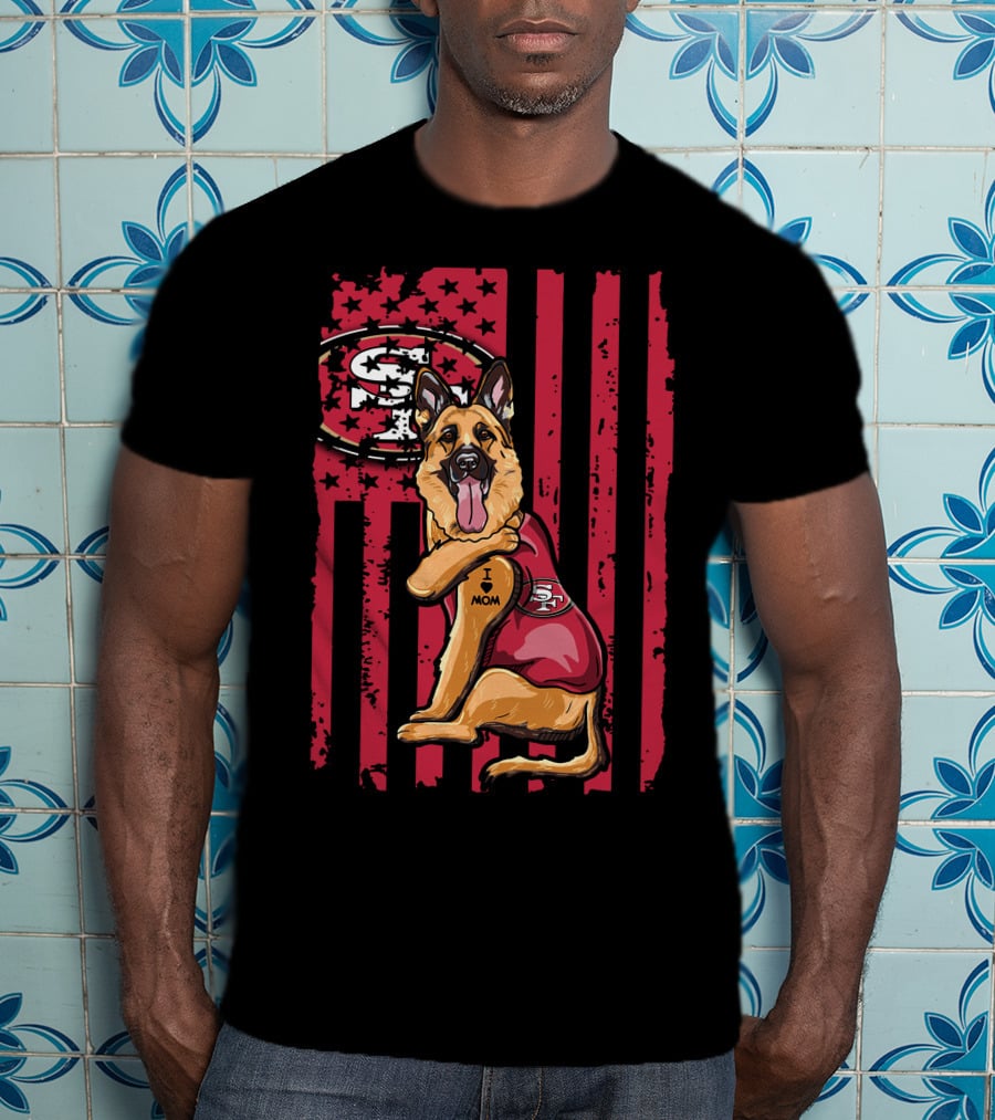 German Shepherd San Francisco 49ers I Love Mom Flag T-Shirt