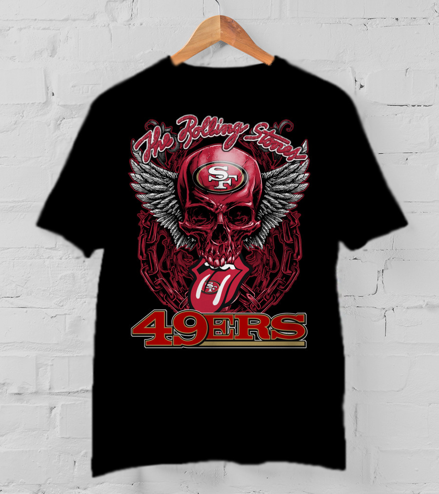 The Rolling Stones San Francisco 49ers Winged Skull And Tongue 49ers T-Shirt