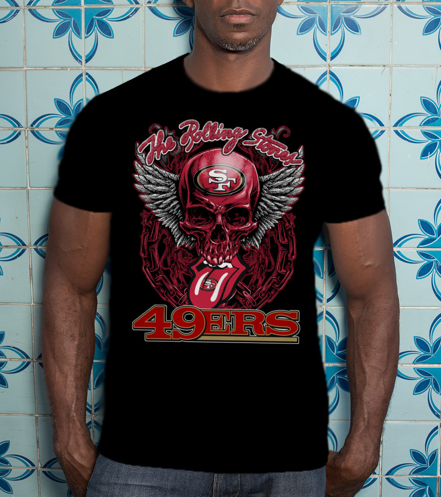 The Rolling Stones San Francisco 49ers Winged Skull And Tongue 49ers T-Shirt