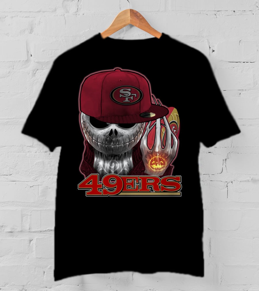 Jackskull 49ers SF Pumpkin Halloween Football T-Shirt
