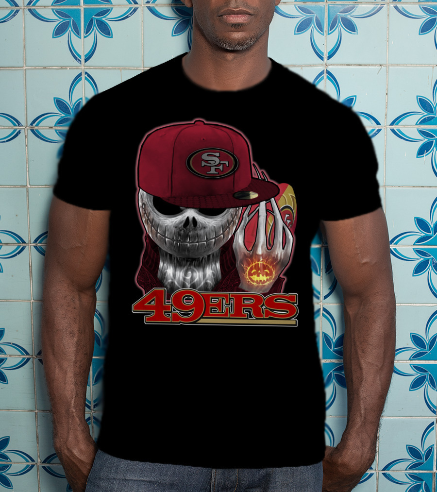 Jackskull 49ers SF Pumpkin Halloween Football T-Shirt