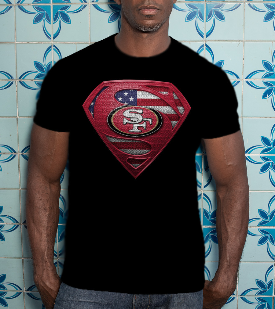 Superman San Francisco 49ers American Flag Logo Spm T-Shirt