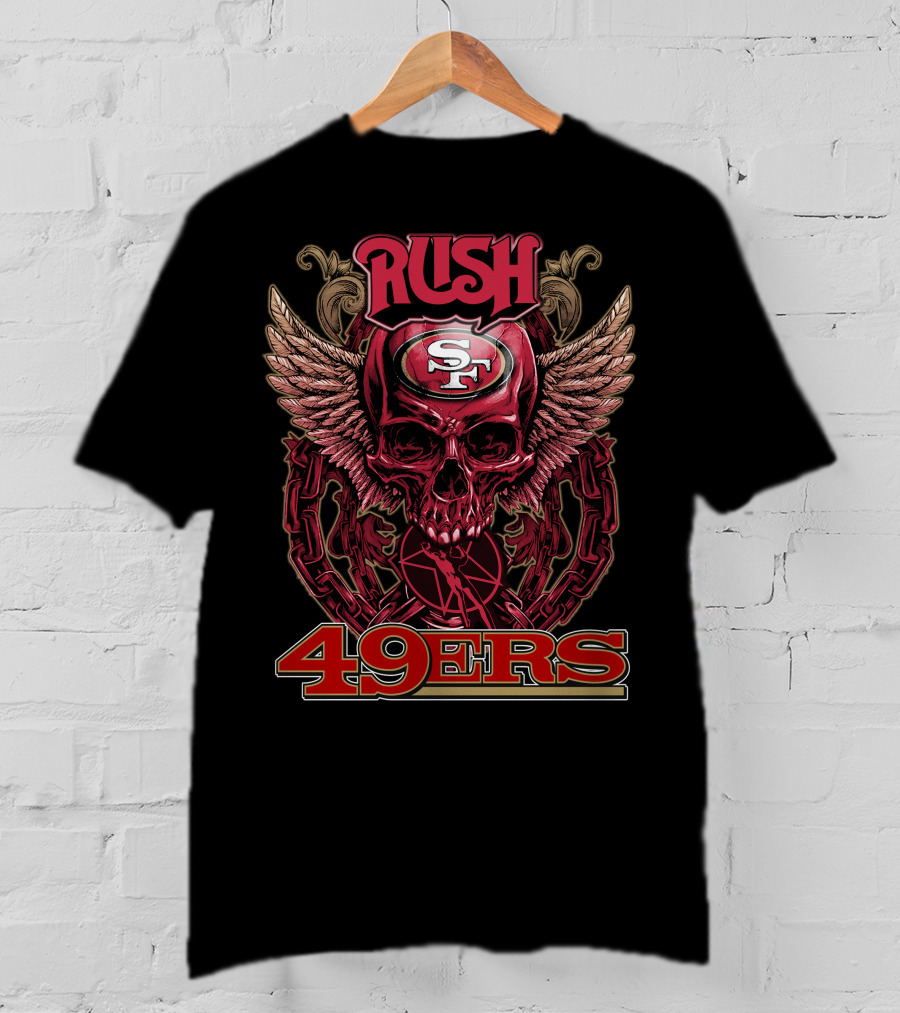 Rush San Francisco 49ers Winged Skull Logo 49ers T-Shirt