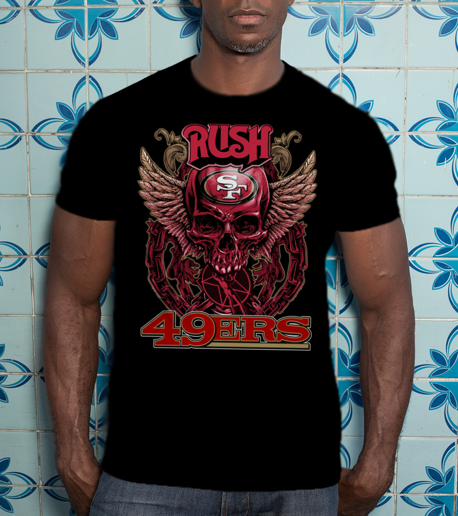 Rush San Francisco 49ers Winged Skull Logo 49ers T-Shirt