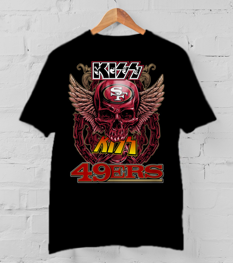 Kiss SF 49ers Skull Wings Chain T-Shirt