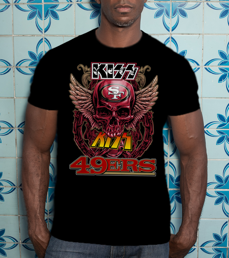 Kiss SF 49ers Skull Wings Chain T-Shirt
