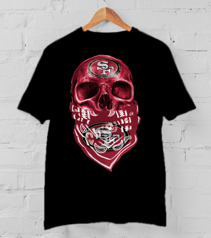 Skull V5 SF 49ers Bandana Emblem T-Shirt