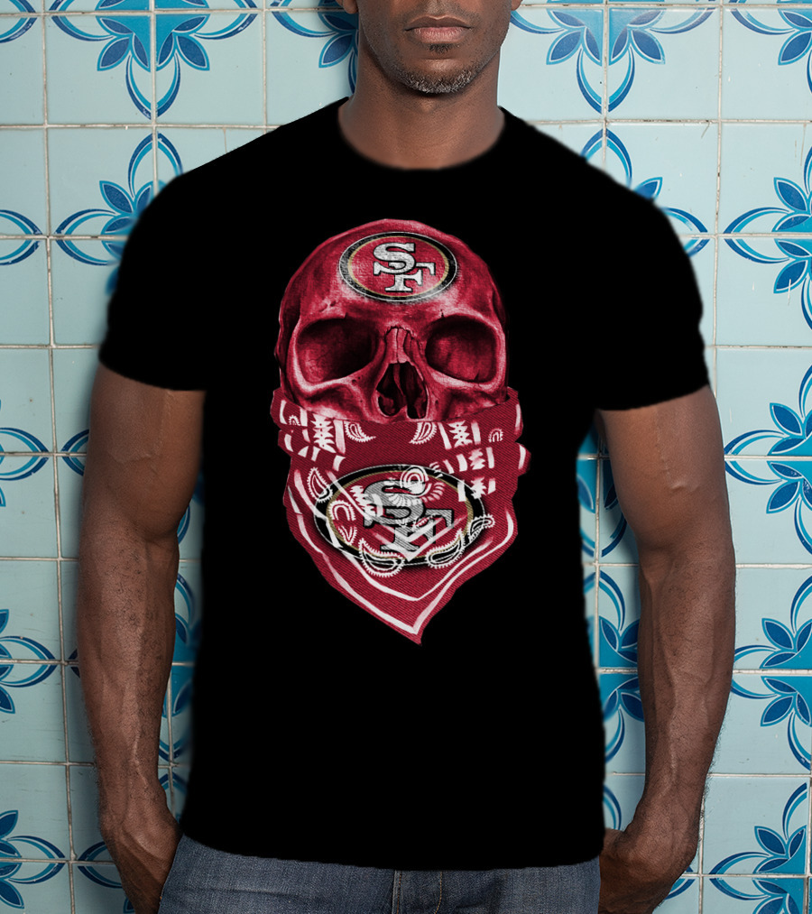 Skull V5 SF 49ers Bandana Emblem T-Shirt