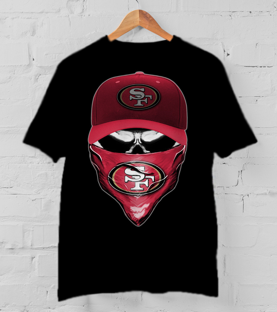 San Francisco 49ers Skull V6 SF Logo Cap And Bandana Kombination T-Shirt
