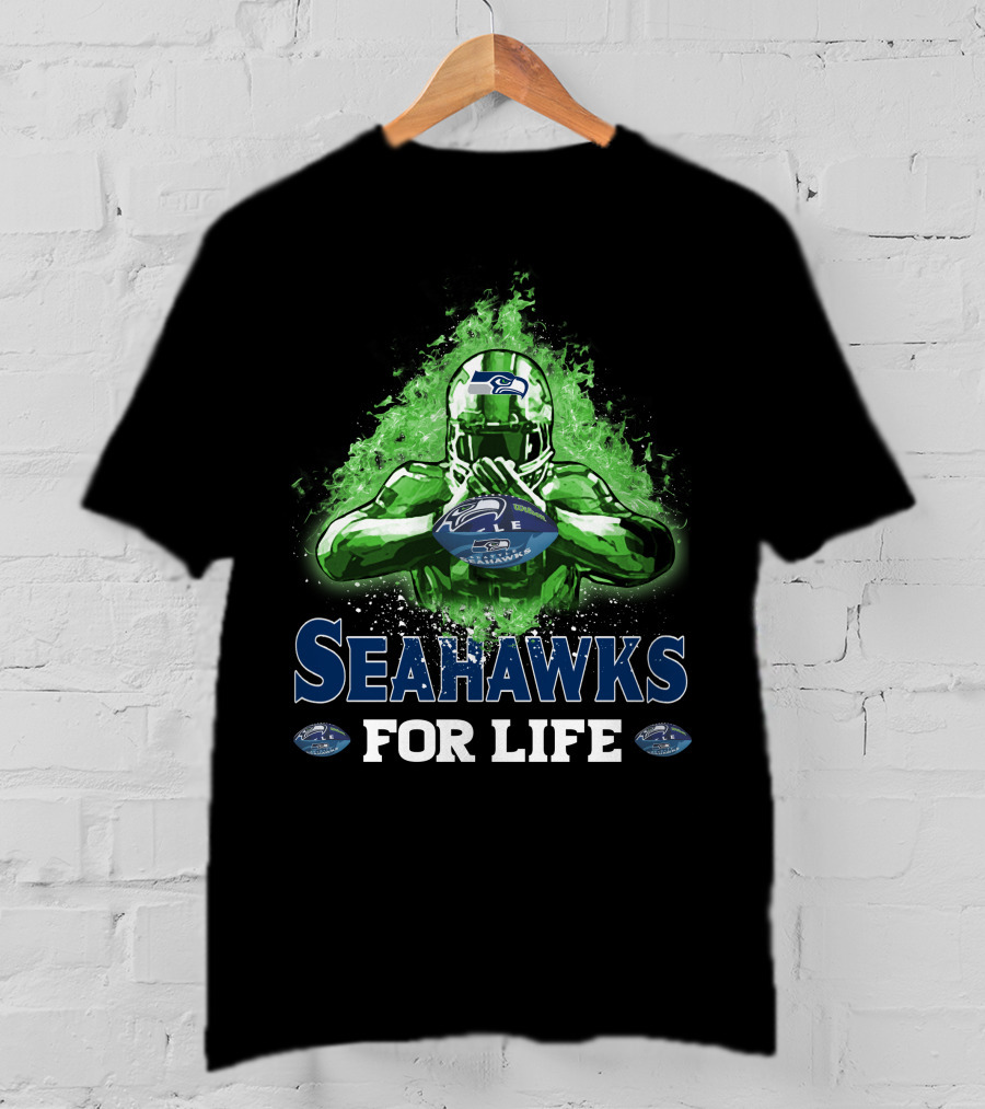 Seahawks For Life Seattle Football Fan Art Green Splash T-Shirt