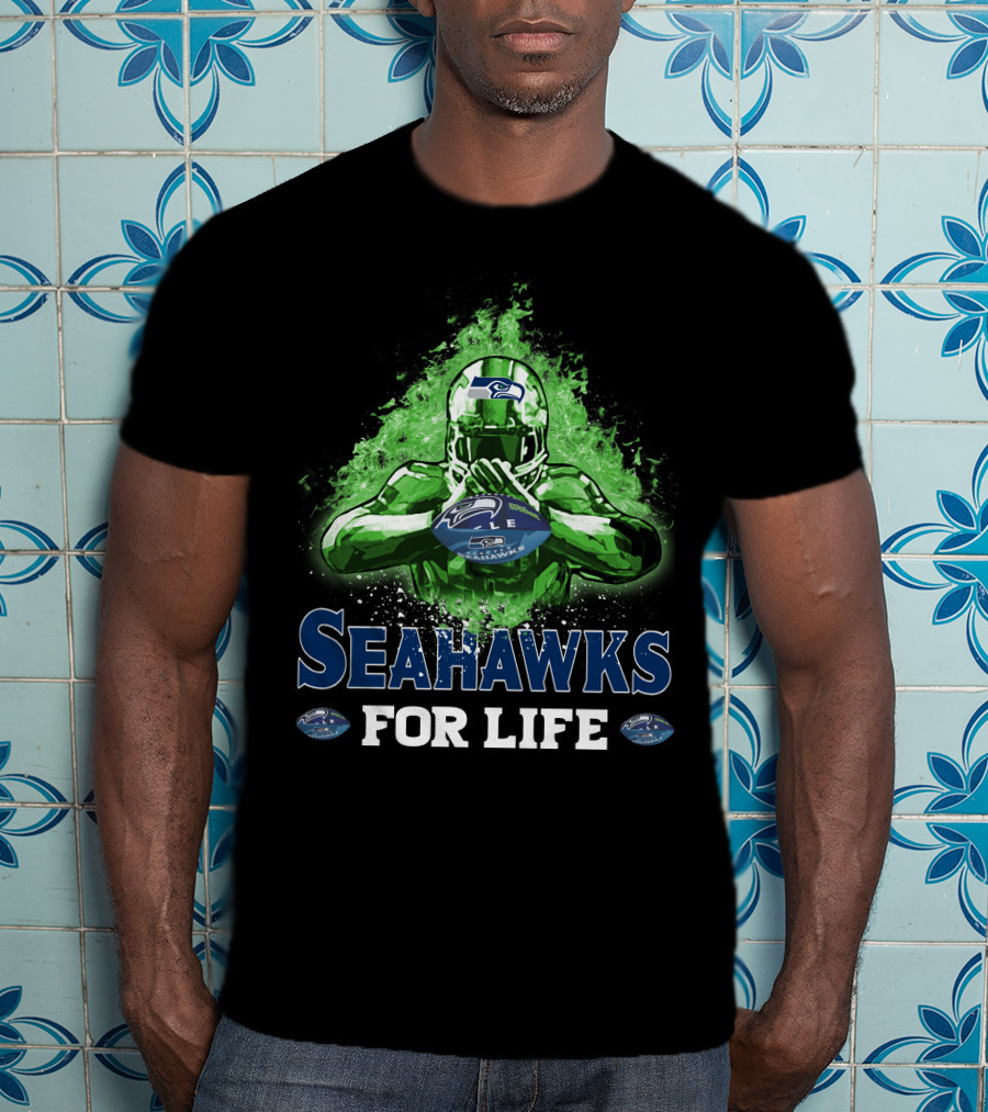 Seahawks For Life Seattle Football Fan Art Green Splash T-Shirt