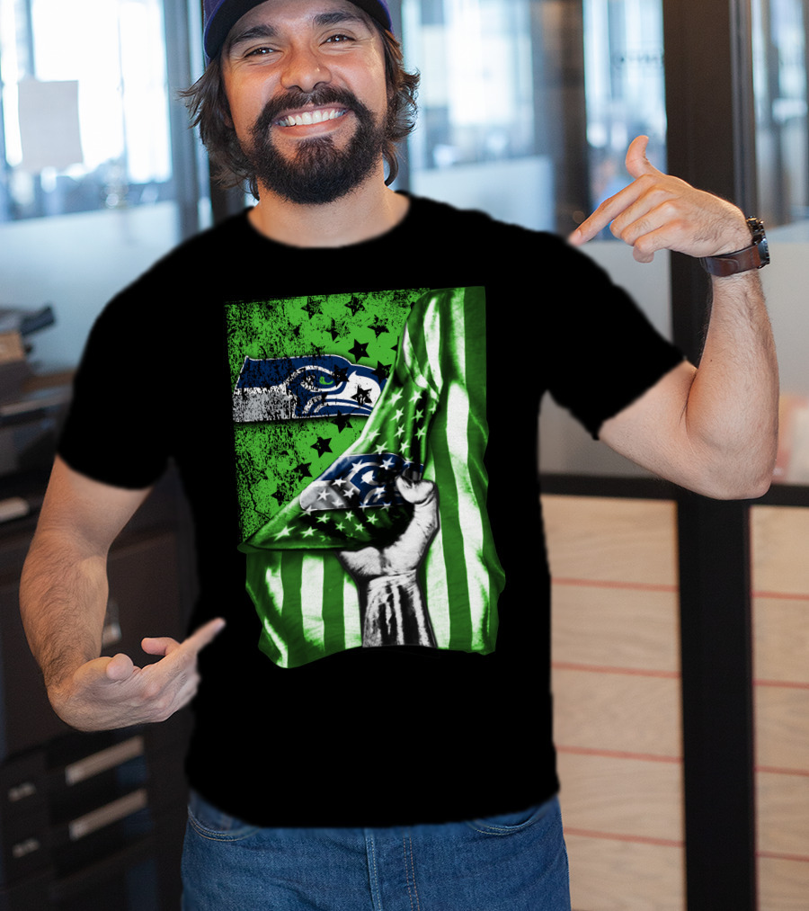 Seattle Seahawks Flag Stars And Stripes Concept T-Shirt