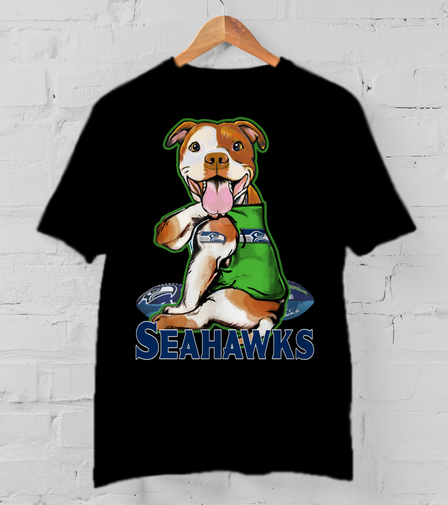 Pittbull Seattle Seahawks Fan Dog T-Shirt