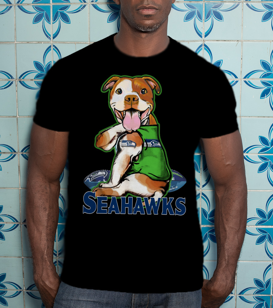 Pittbull Seattle Seahawks Fan Dog T-Shirt