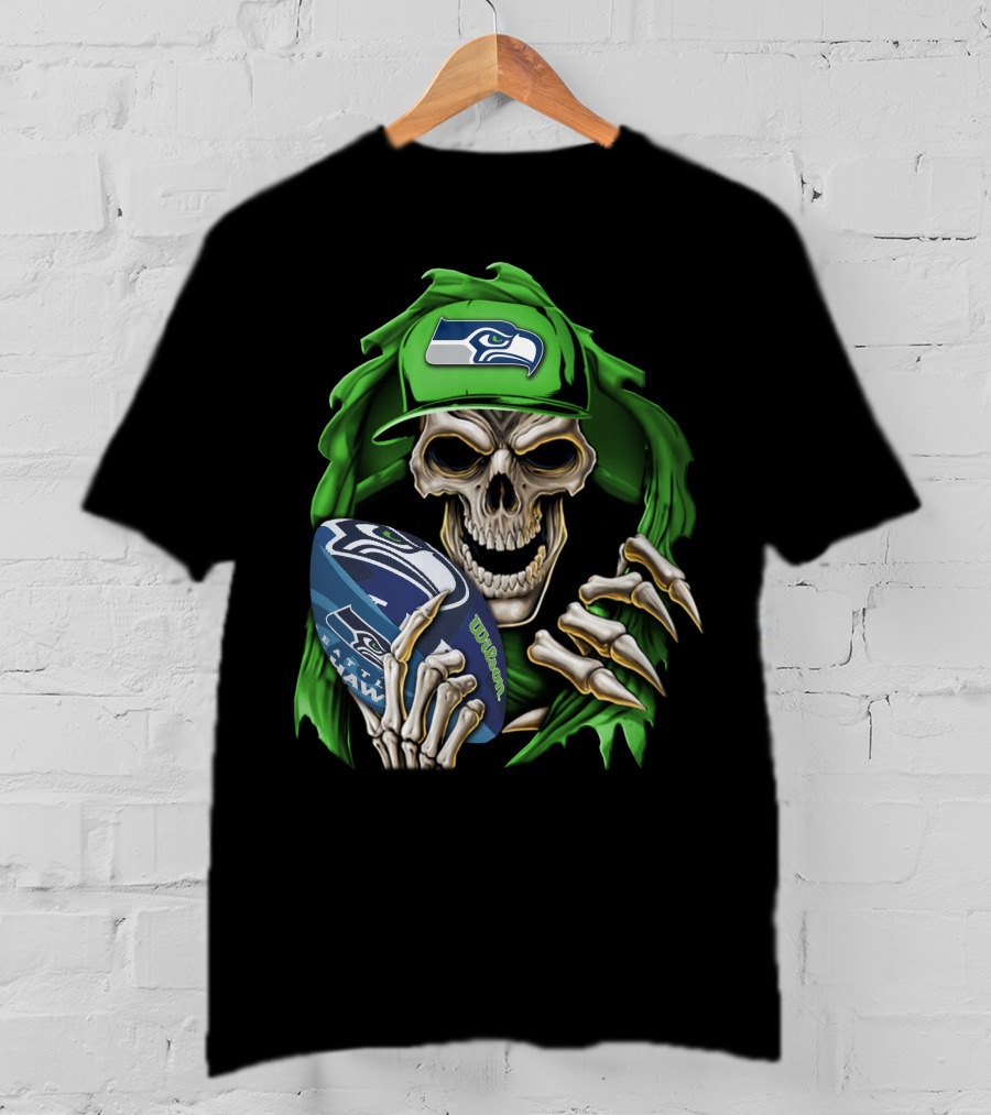 Skullbong Seattle Seahawks Football Skeleton T-Shirt