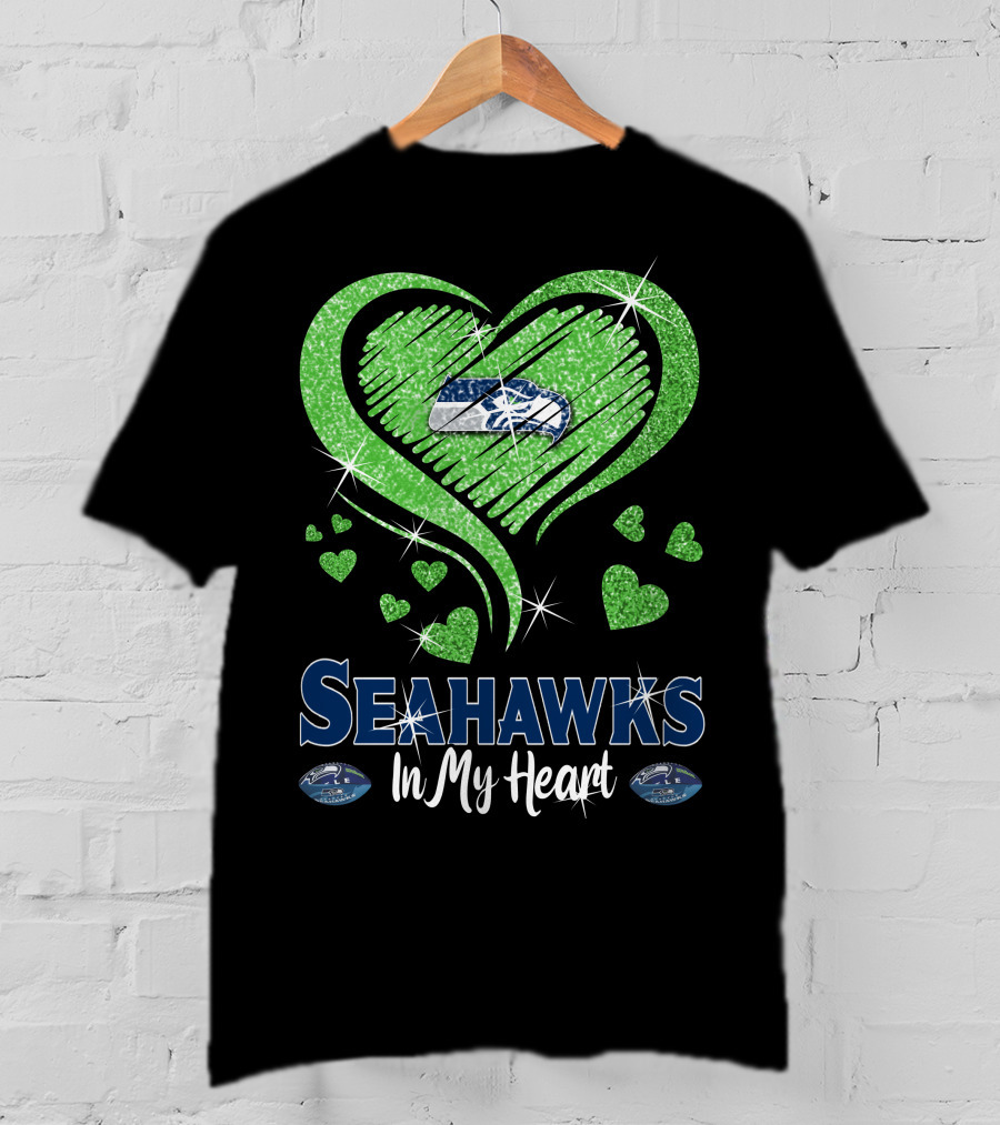 Seahawks In My Heart Sparkling Glitter Design With Team T-Shirt