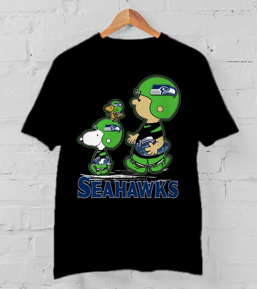 Snpfootball Seattle Seahawks Peanuts Characters Football Helmets Collaboration T-Shirt