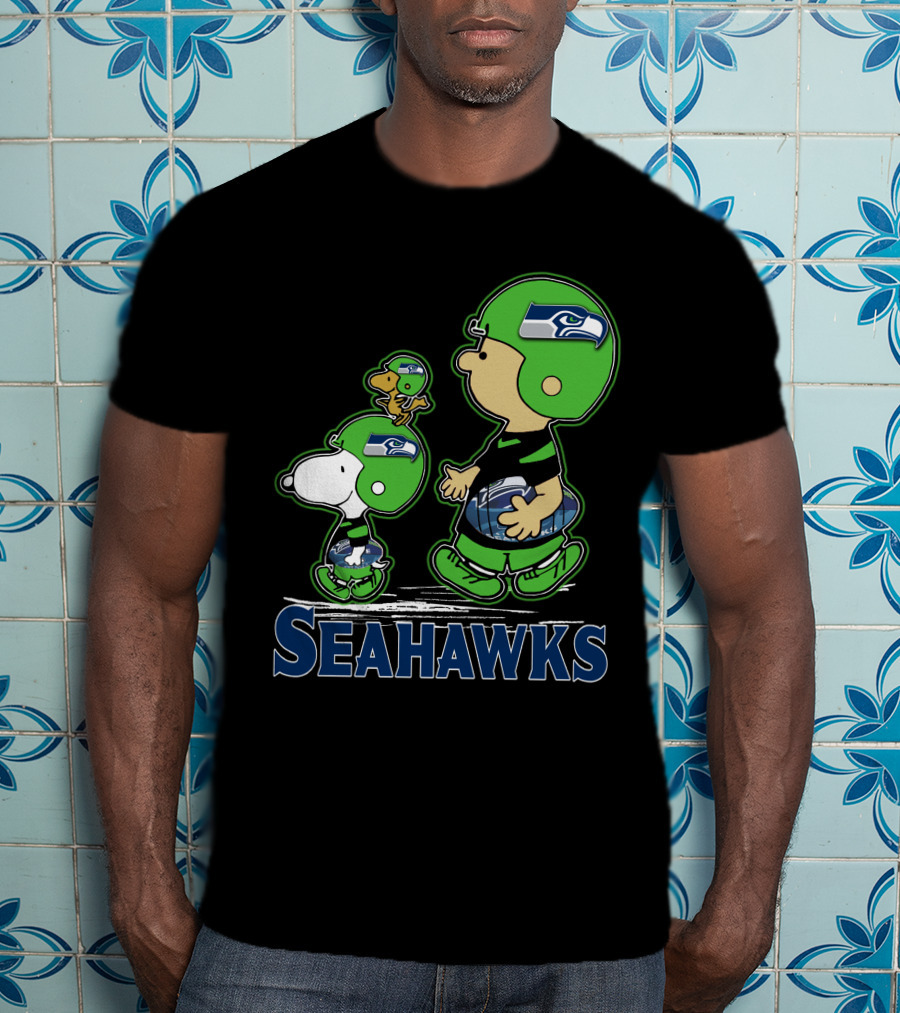 Snpfootball Seattle Seahawks Peanuts Characters Football Helmets Collaboration T-Shirt