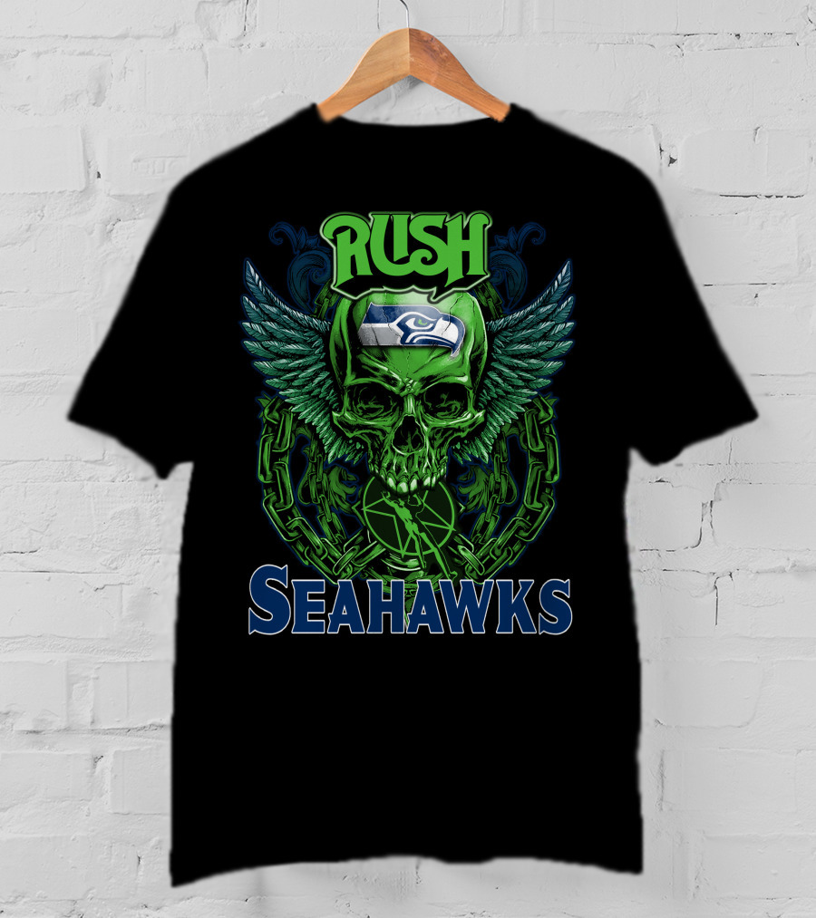 Rush Seattle Seahawks Skull Wing T-Shirt