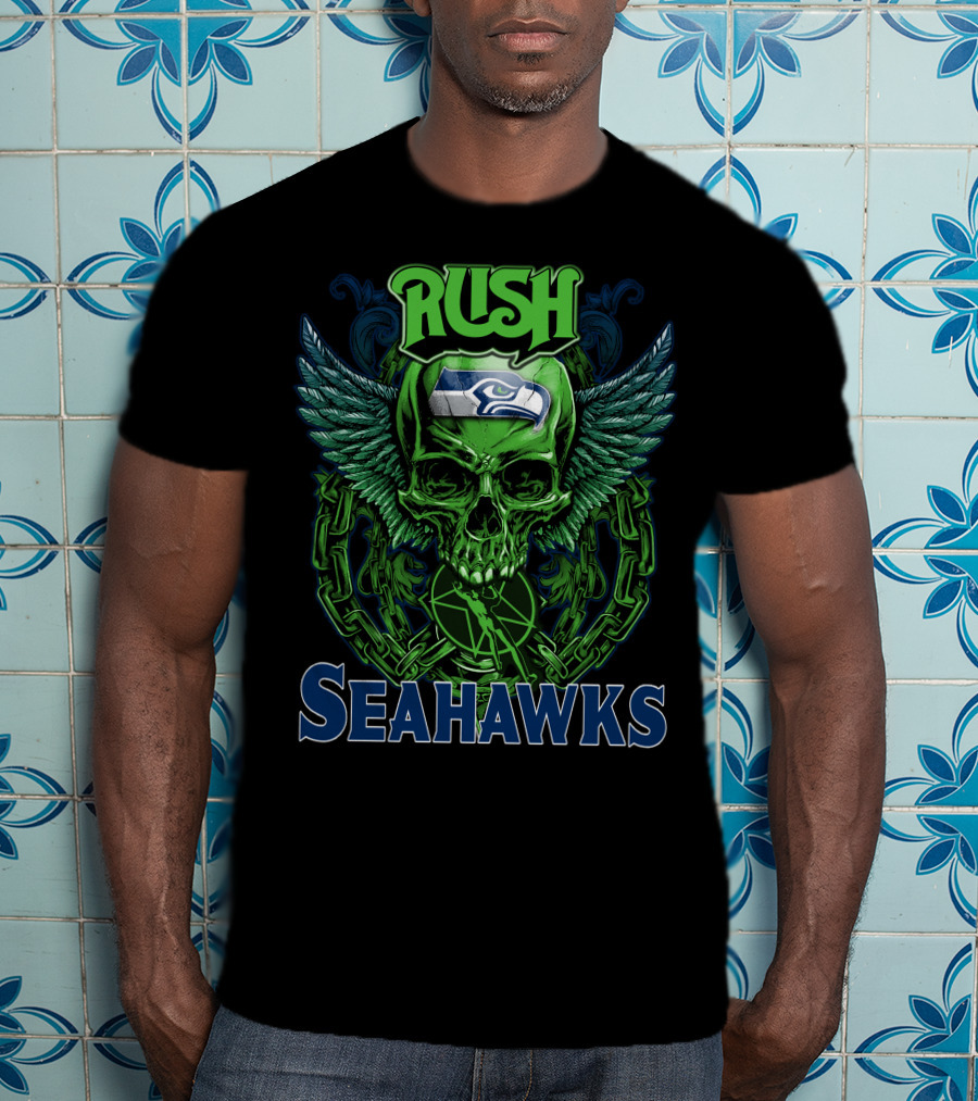 Rush Seattle Seahawks Skull Wing T-Shirt