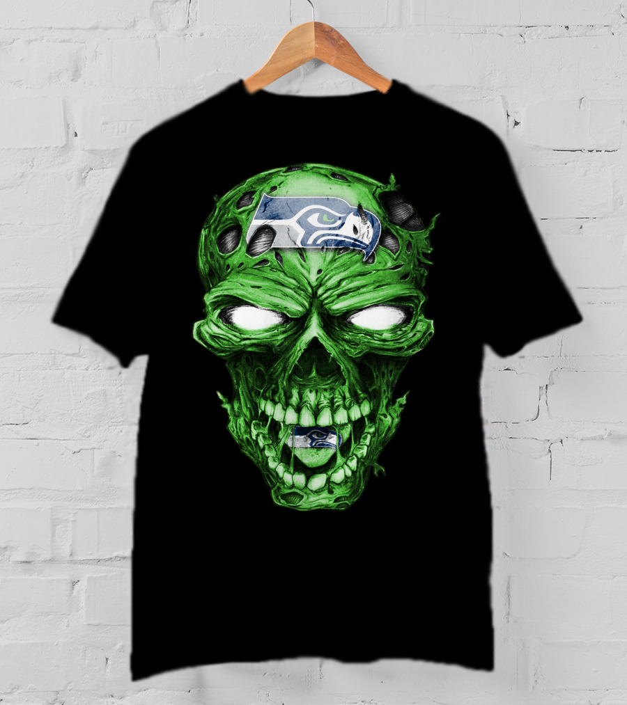 Skull V2 Seattle Seahawks Green Zombie T-Shirt