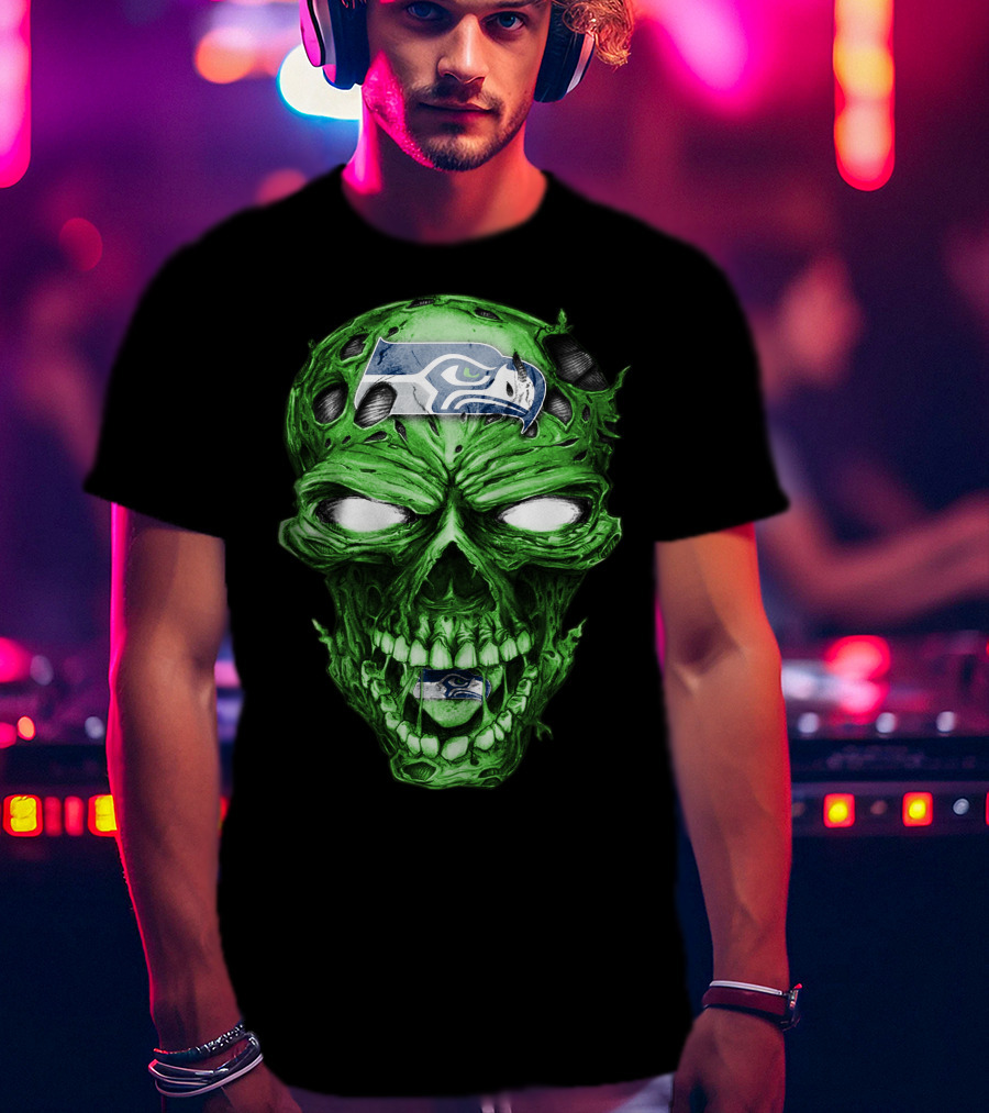 Skull V2 Seattle Seahawks Green Zombie T-Shirt