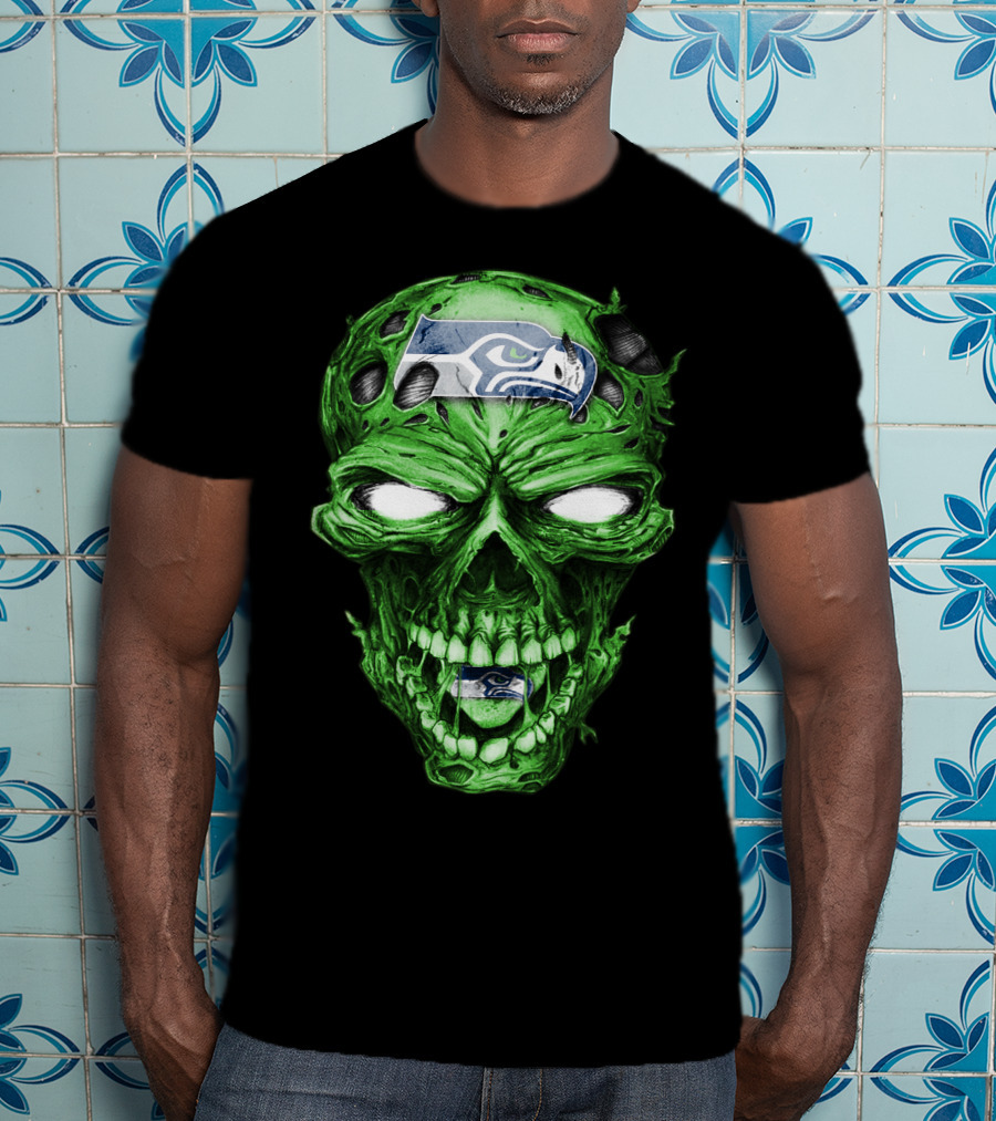 Skull V2 Seattle Seahawks Green Zombie T-Shirt
