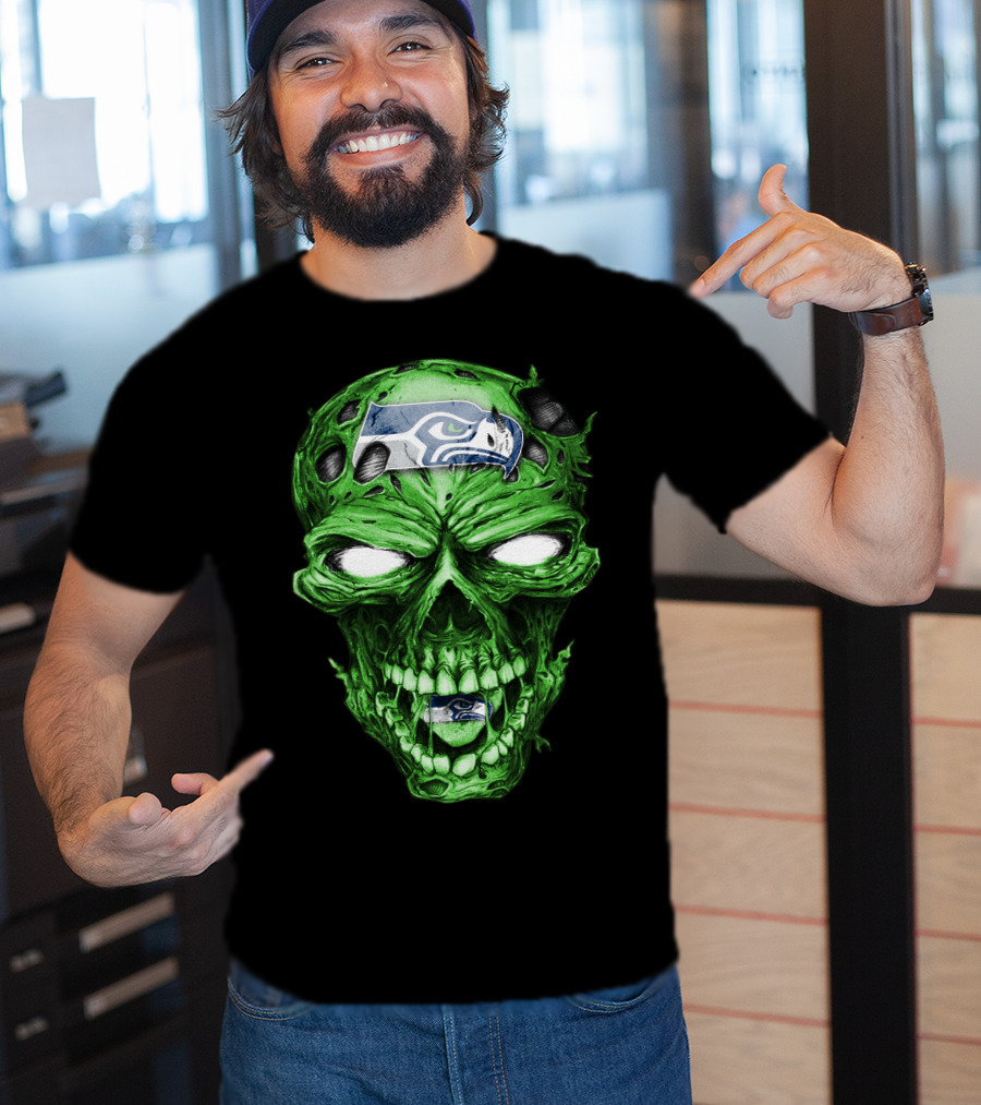 Skull V2 Seattle Seahawks Green Zombie T-Shirt