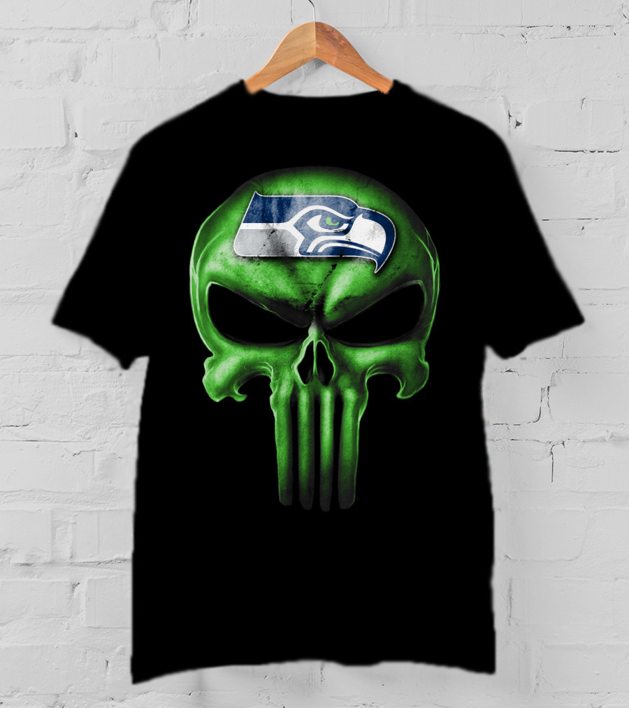 Skull V3 Seattle Seahawks Logo Green T-Shirt