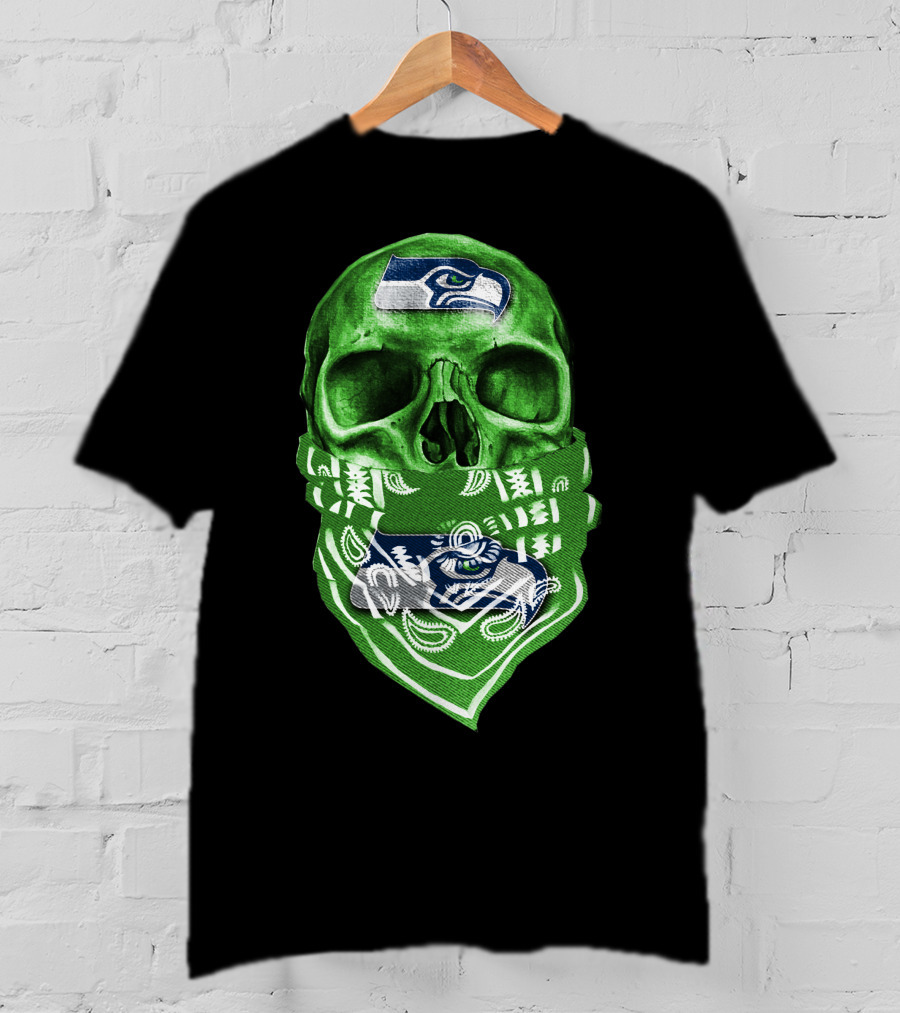 Skull V5 Seattle Seahawks Logo Bandana T-Shirt
