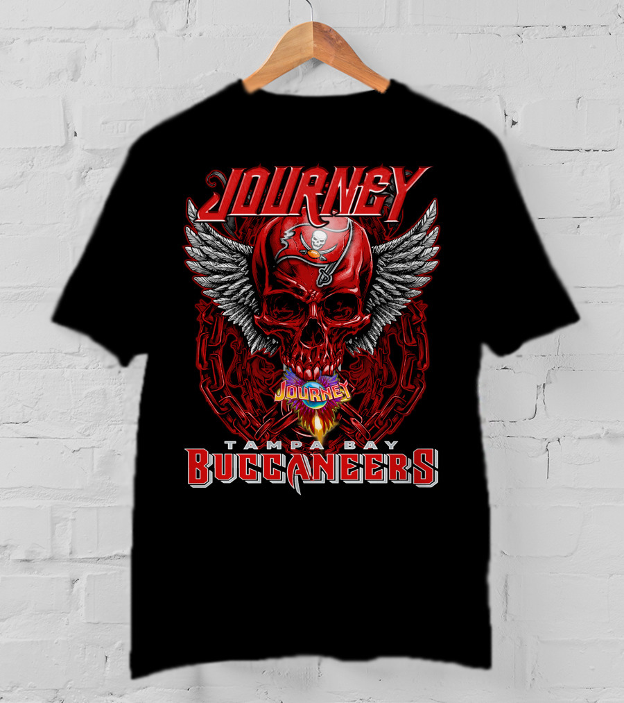 Journey Tampa Bay Buccaneers Skull Wings Chain Flame T-Shirt