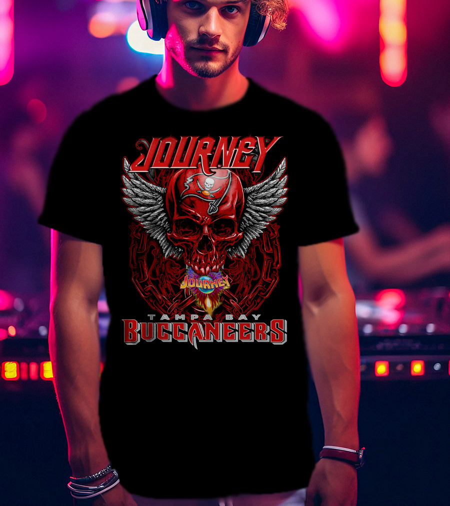 Journey Tampa Bay Buccaneers Skull Wings Chain Flame T-Shirt