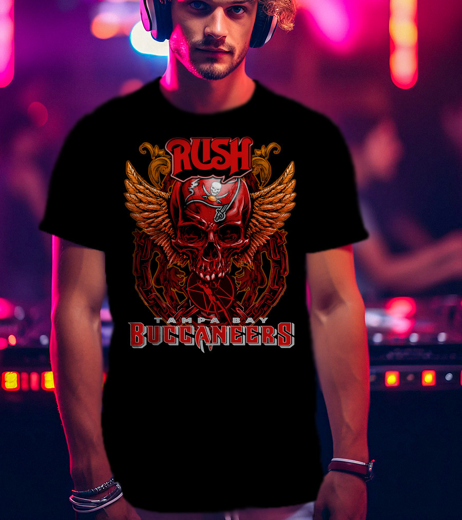 Rush Tampa Bay Buccaneers Skull Wings And Chains T-Shirt