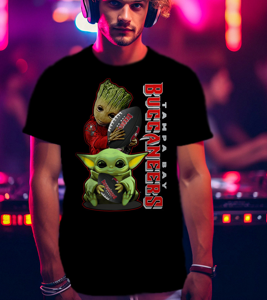 Grzd Tampa Bay Buccaneers Groot Baby Yoda Football T-Shirt