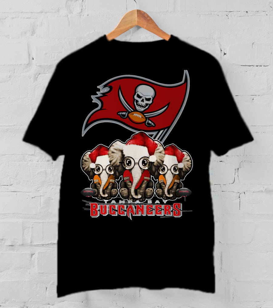 Tampa Bay Buccaneers Christmas Elephants Santa Hats NFL T-Shirt