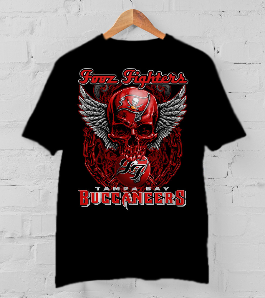 Fooz Fighters Tampa Bay Buccaneers Skull Wings T-Shirt