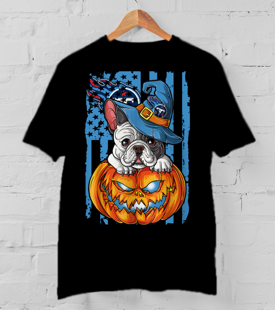 Hlw Bulldog Tennessee Titans Halloween Pumpkin Wizard Hat T-Shirt