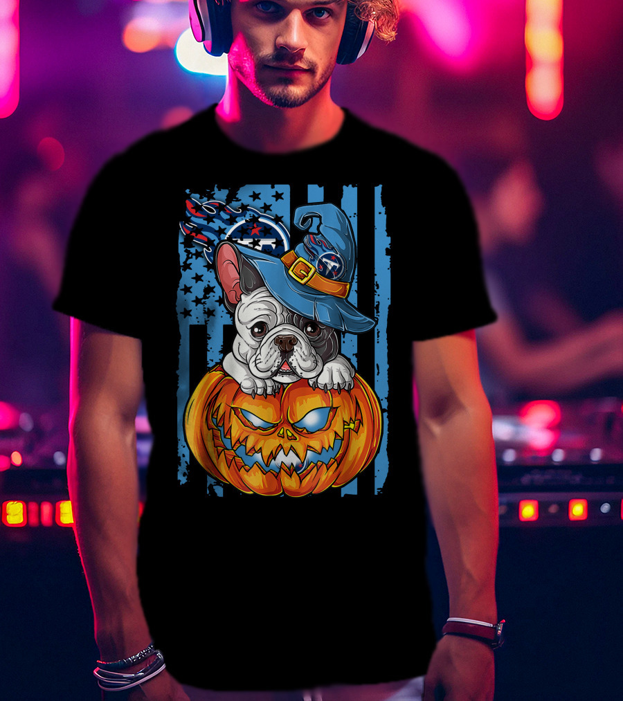 Hlw Bulldog Tennessee Titans Halloween Pumpkin Wizard Hat T-Shirt