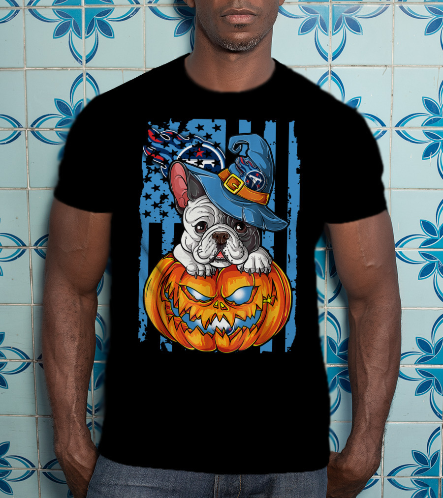 Hlw Bulldog Tennessee Titans Halloween Pumpkin Wizard Hat T-Shirt
