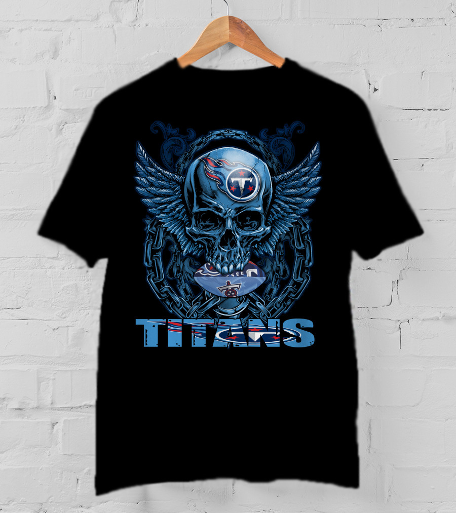 Skullfb Titans Winged Skull Football T-Shirt