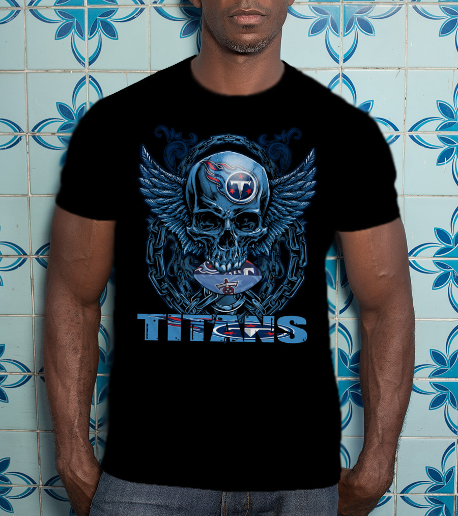 Skullfb Titans Winged Skull Football T-Shirt