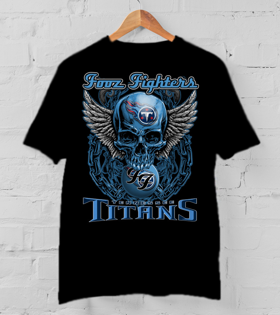 Foo Fighters Tennessee Titans Skull Winged T-Shirt